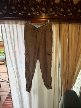 Nicole Miller New York Casual Drawstring Cargo Pants - Brown